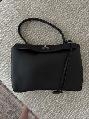 Atorie top grained leather ring flap satchel